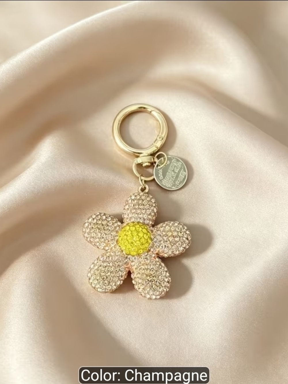 Champagne Crystal Daisy Keychain - Women's Accessory